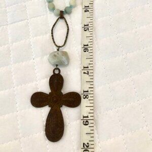 Chunky Cross & Glass Bead Necklace - Cindy French Scooples Design